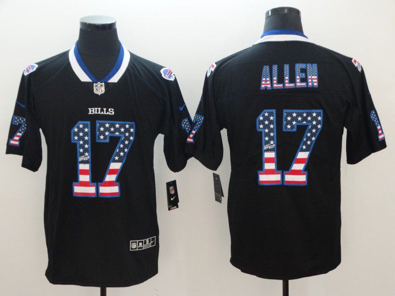 Men Buffalo Bills 17 Allen Nike USA Flag Fashion Black Color Rush Limited NFL Jerseys